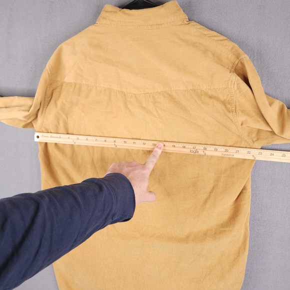 Criquet Corduroy Snap Front Shirt Mens Large Mustard Yellow Western Long Sleeve - Picture 9 of 13